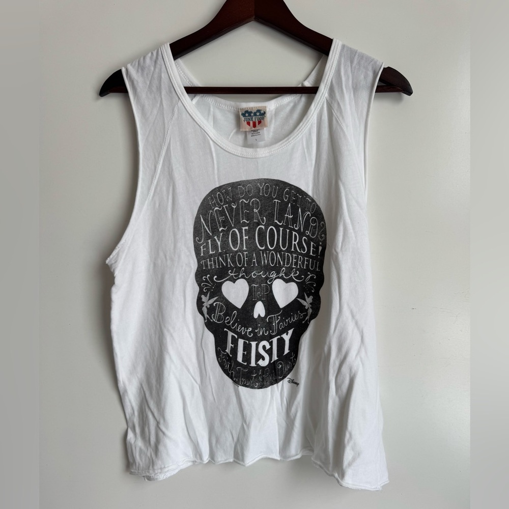 Junk Food x Disney Peter Pan Neverland Skull Girls Muscle Top‎ Large tinkerbell